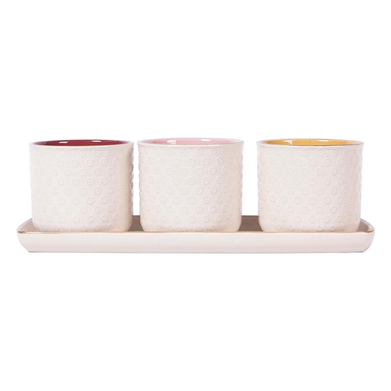 Gilbert Dots Set Of 4'' Planters w/ Tray Gilbert Dots Set Of 4'' Planters w/ Tray