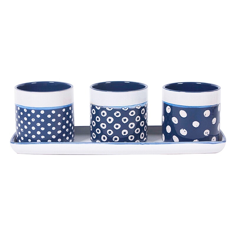 Carla Dot Set of 4 Carla Dot Set of 4" Planters w/ Tray