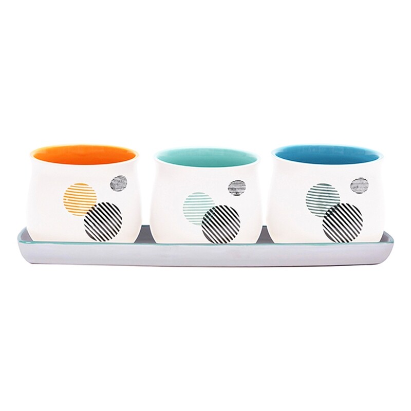 Merry Round Set Of 4 Merry Round Set Of 4"Planters w/ Tray