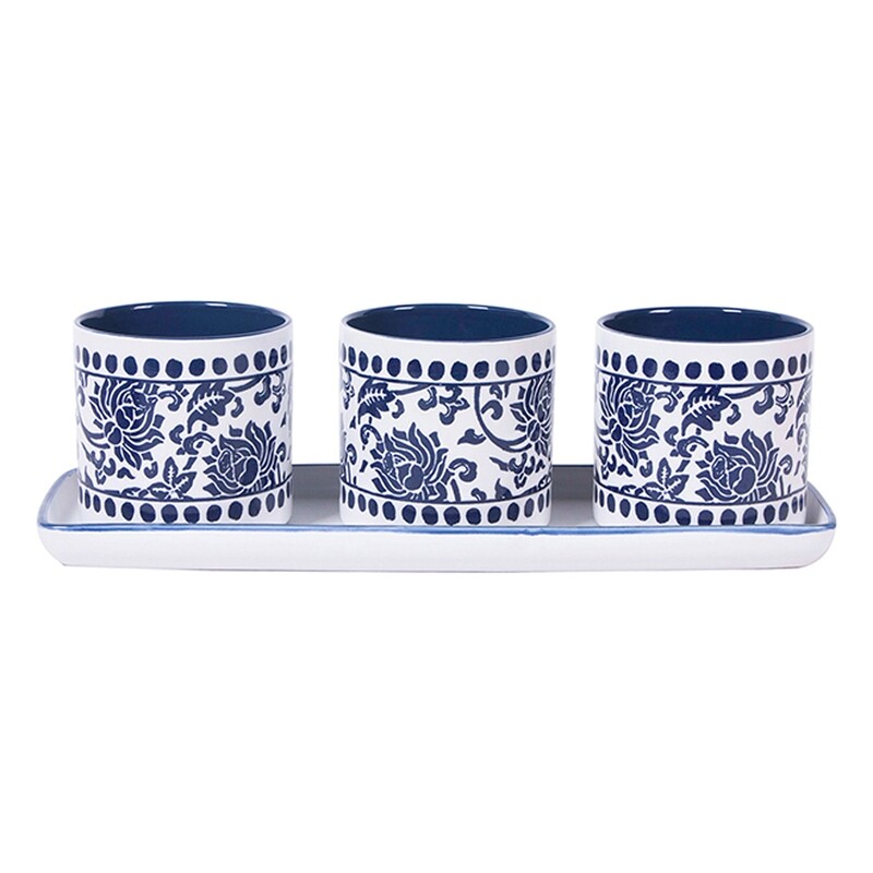 China Charm set of 4 China Charm set of 4" Planters w/ Tray
