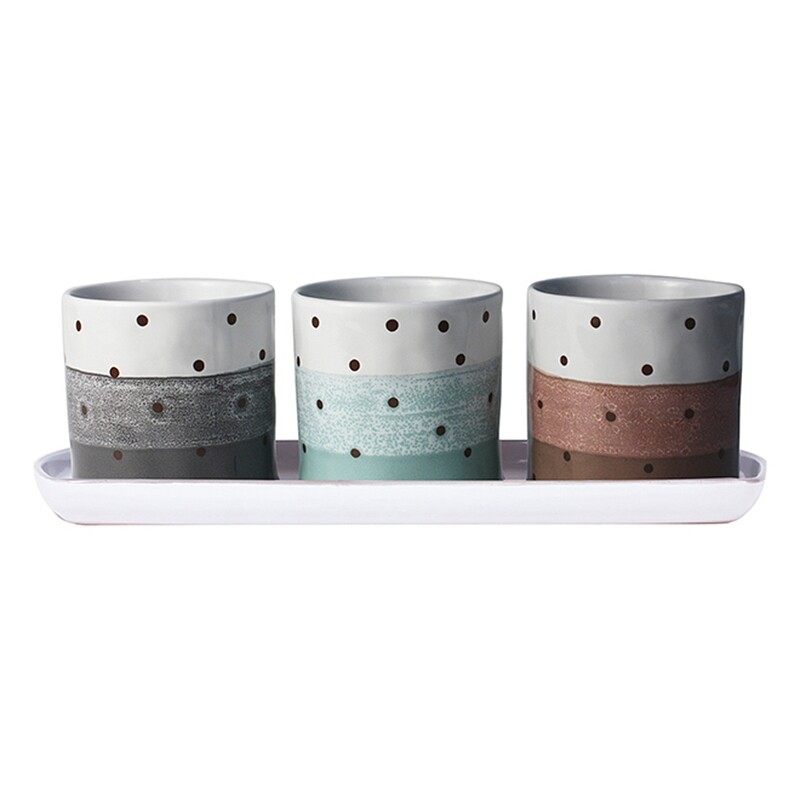 Ashton Dot Set Of 4 Ashton Dot Set Of 4"Planters w/ Tray