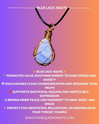 Blue lace agate wire wrapped necklace