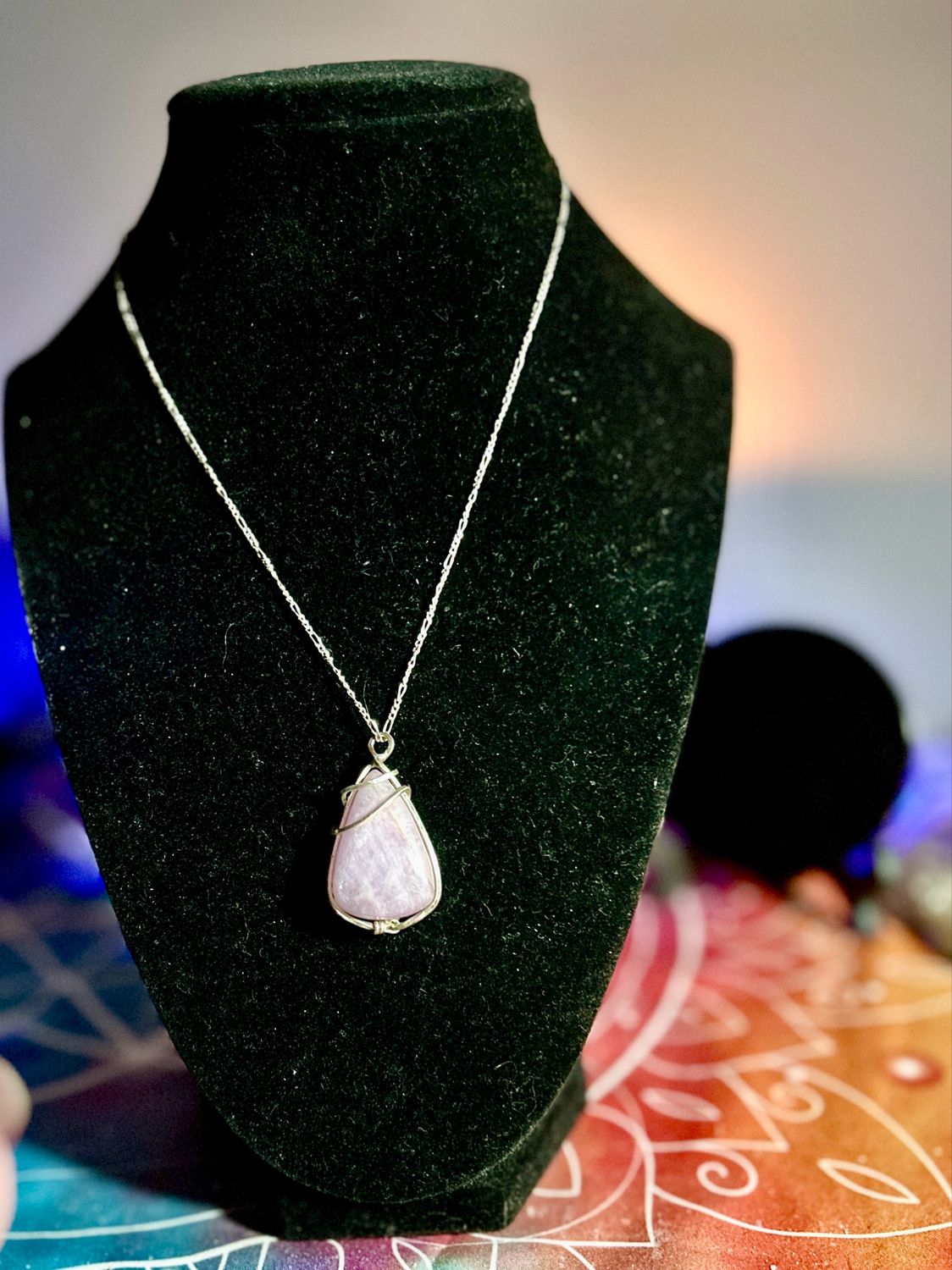 Kunzite Necklace Sterling Silver Wire