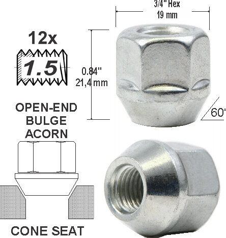 Tuerca Open-End Bulge 16mm 12x1.5