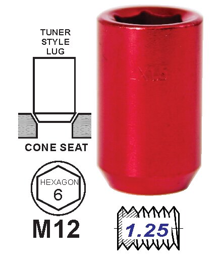 Tuerca Tunner Rojo 35mm 12 x 1.25