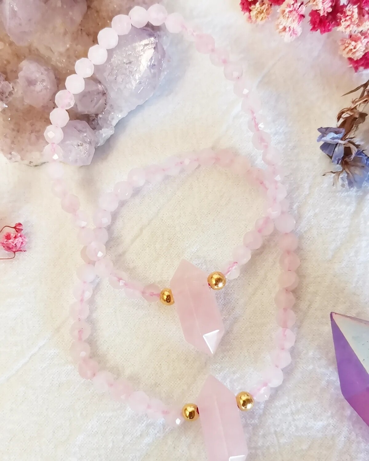 Pulsera DHARMA cuarzo rosa