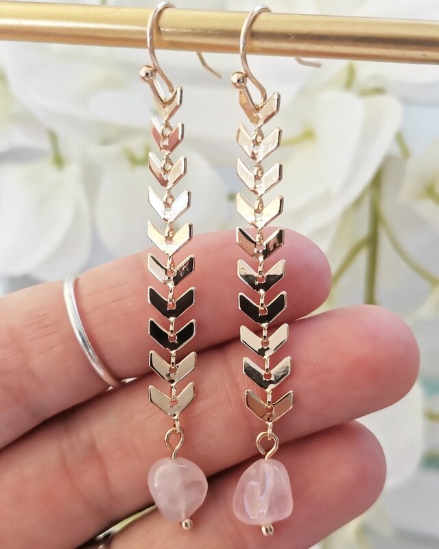 Pendientes F R E Y A ? cuarzo rosa