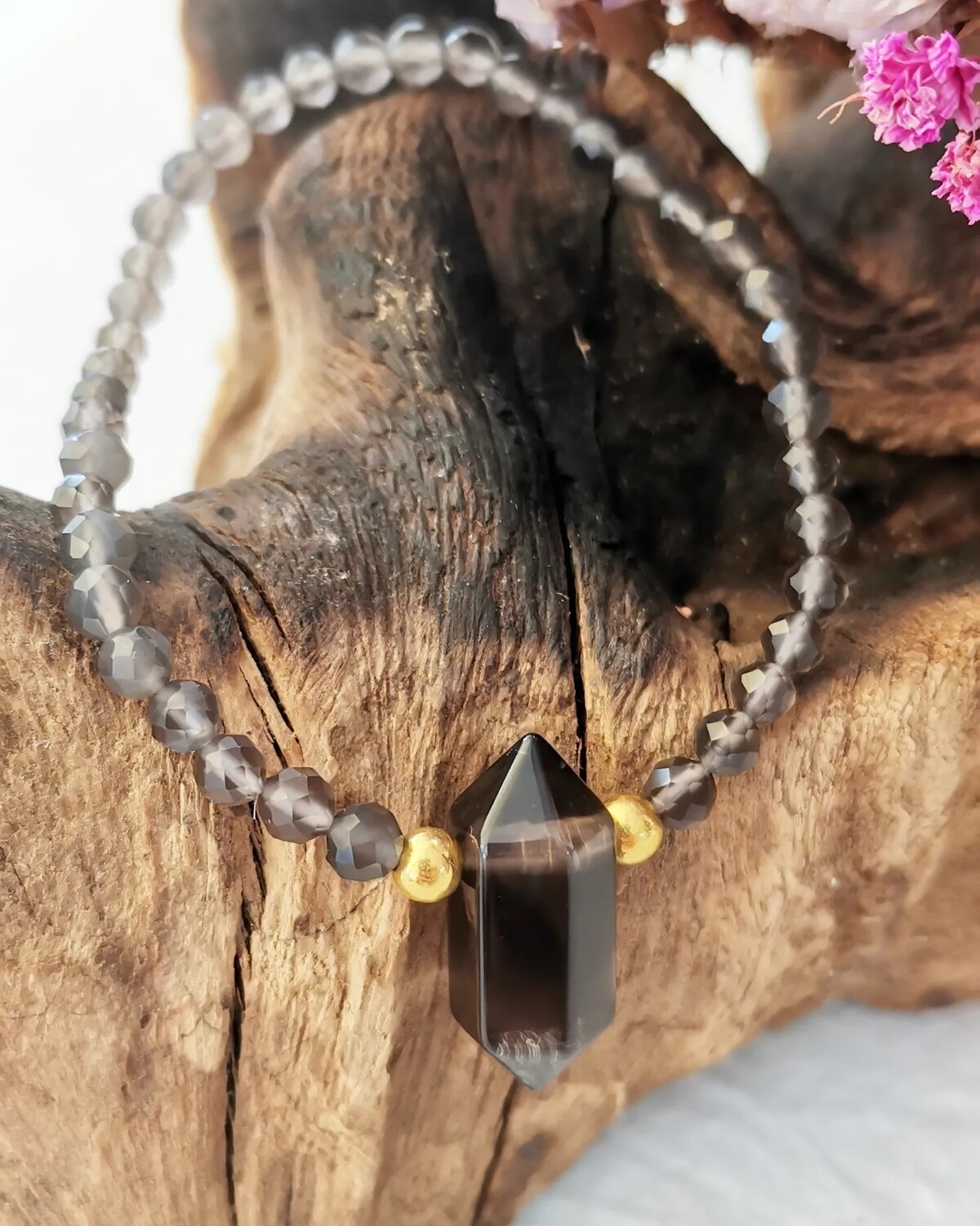 pulsera DHARMA  cuarzo ahumado