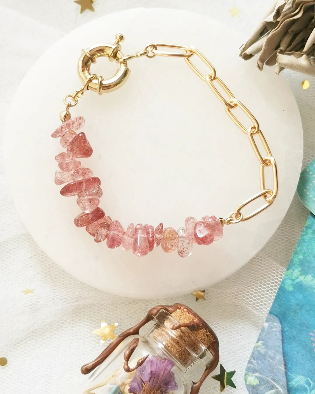 Pulsera MANTRA cuarzo fresa ?