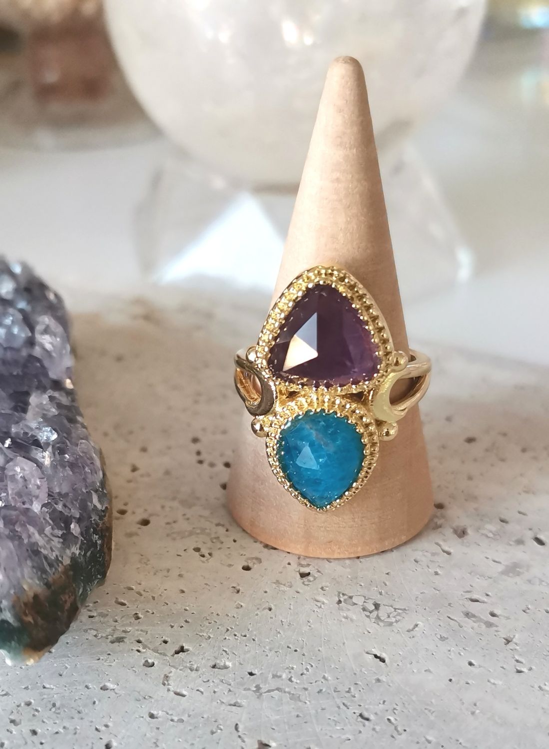 ANILLO DIOSA  - amatista y apatita