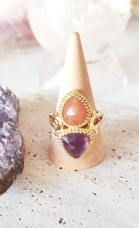 ANILLO DIOSA - amatista y piedra sol
