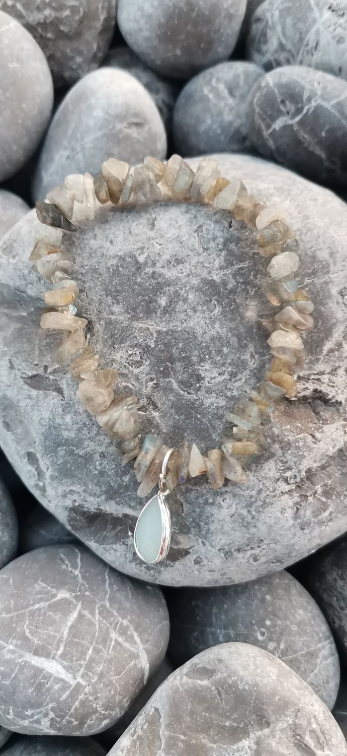 Pulsera Renacer labradorita y aguamarina