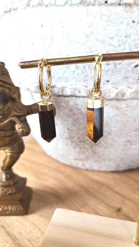 Pendientes puntas ojo de tigre