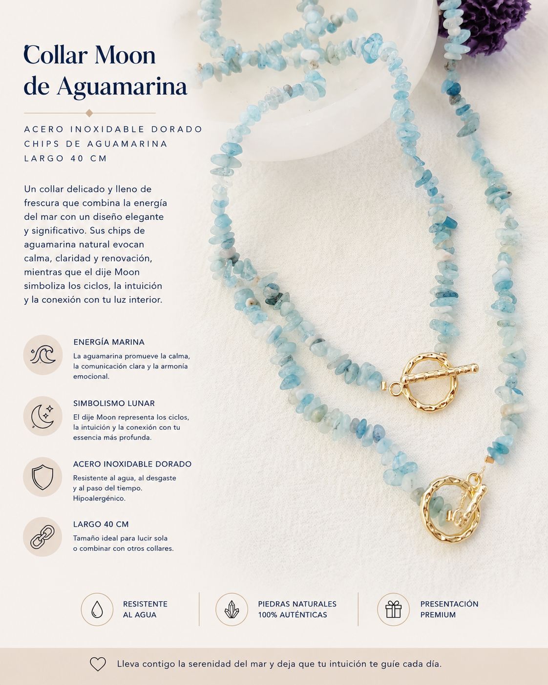 Collar Moon Aguamarina