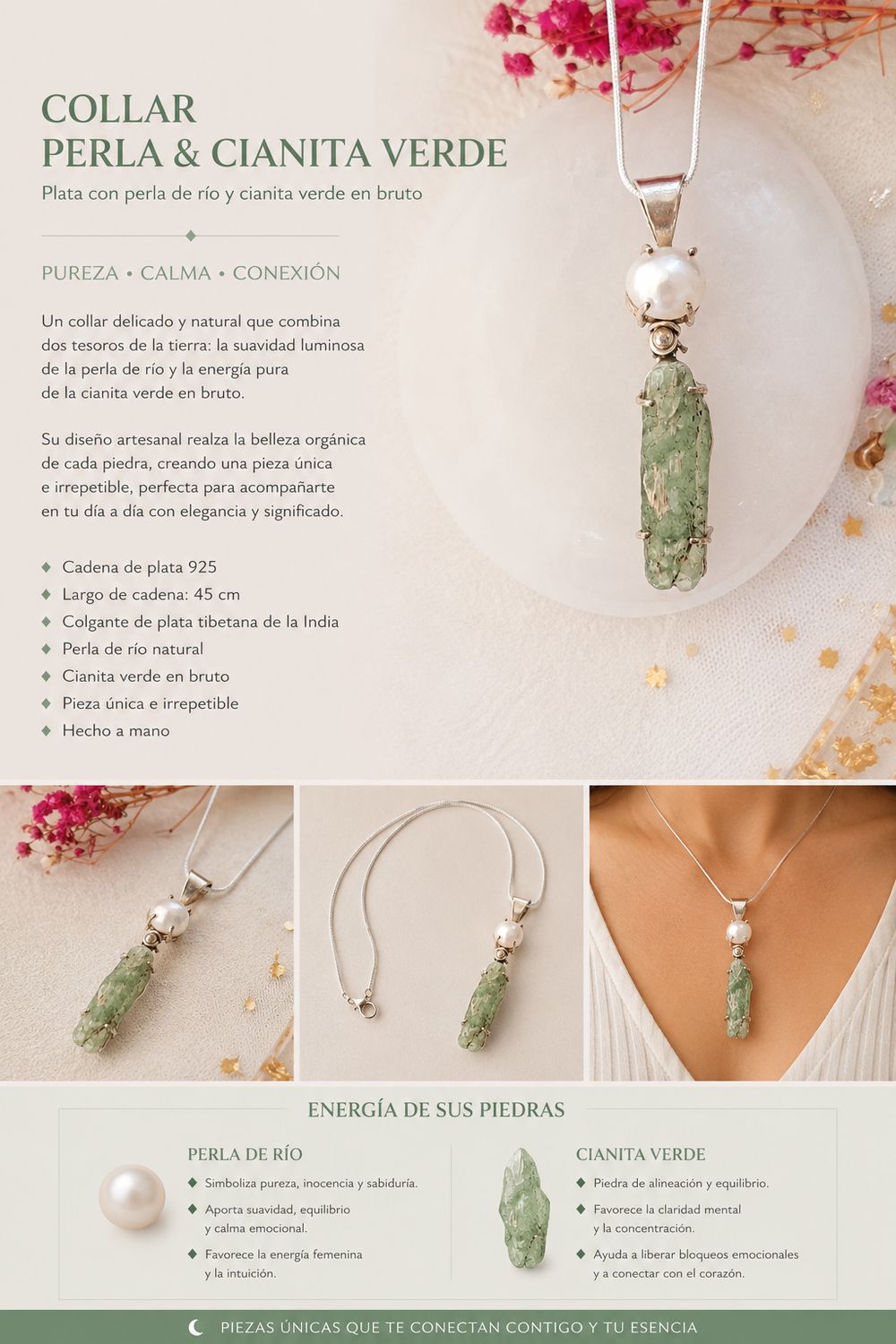 Collar cianita verde