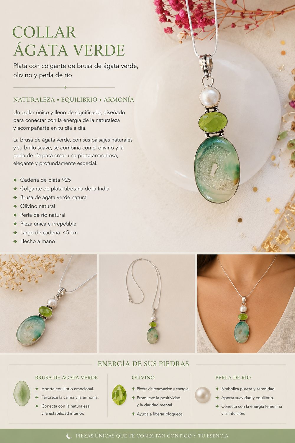 Collar ágata verde