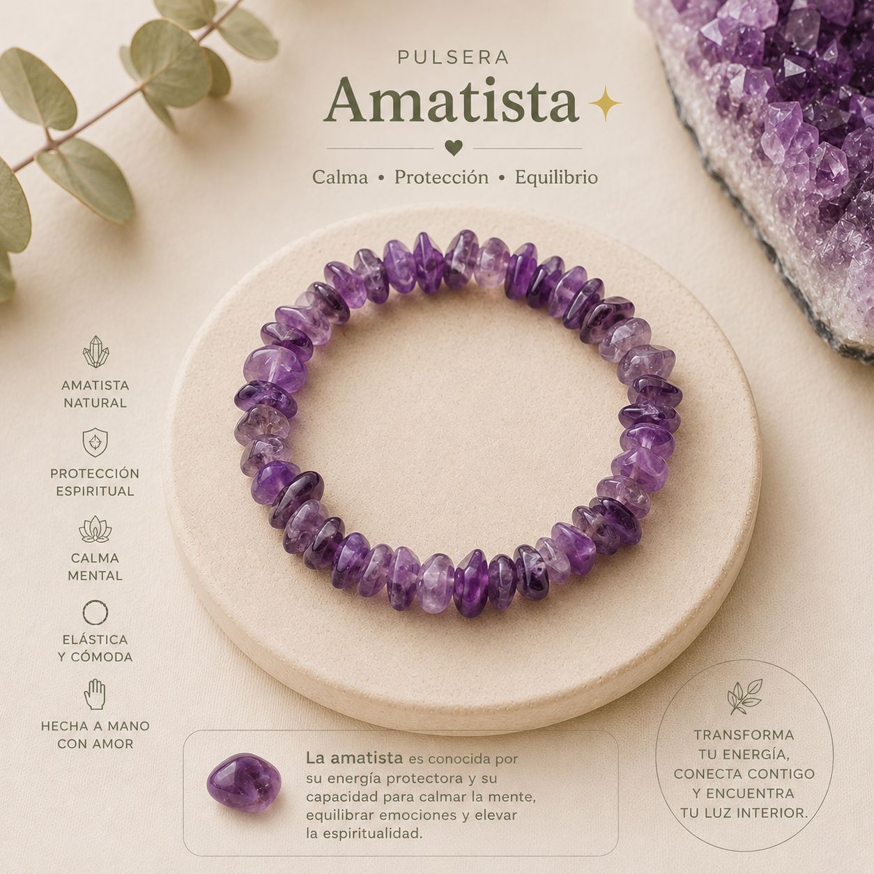 Pulsera Chips Amatista