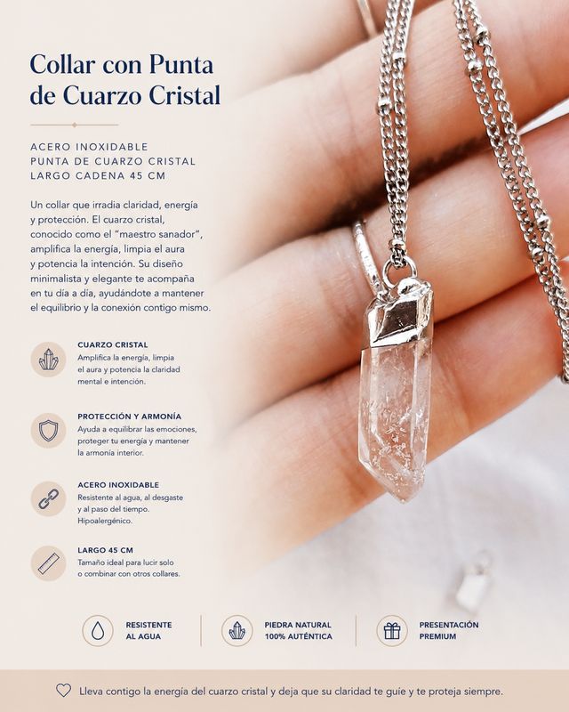 Collar punta cuarzo roca