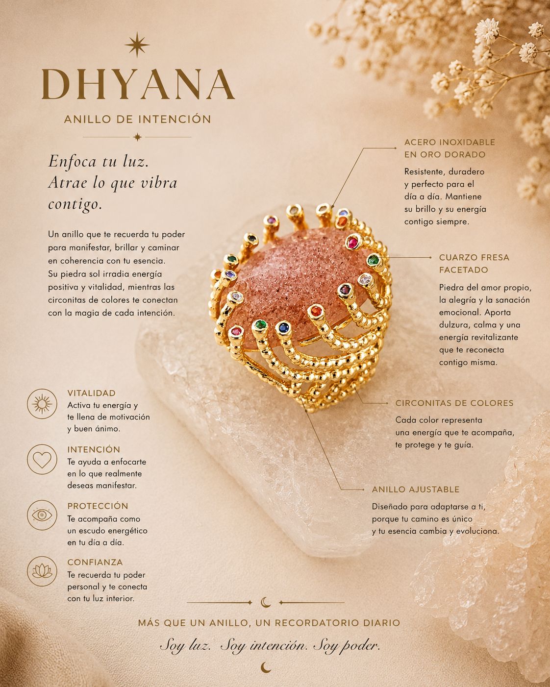 ANILLO DHYANA CUARZO FRESA