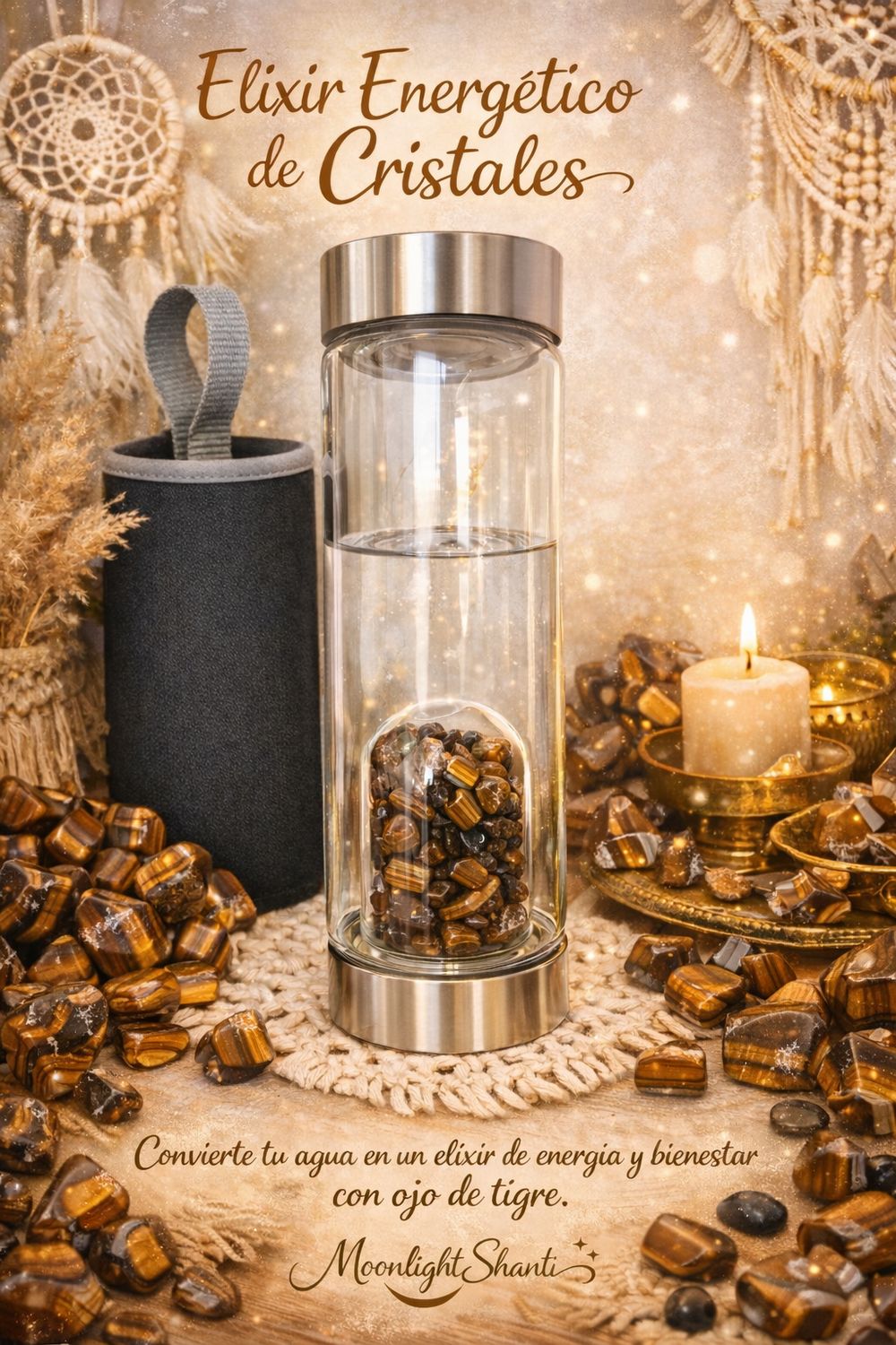 Botella cristal ojo de tigre Botella cristal ojo de tigre