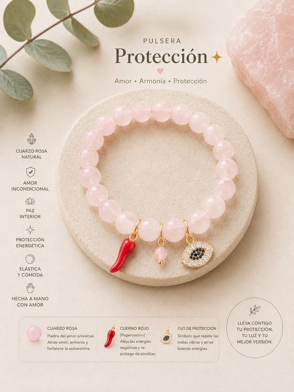 Pulsera cuarzo rosa