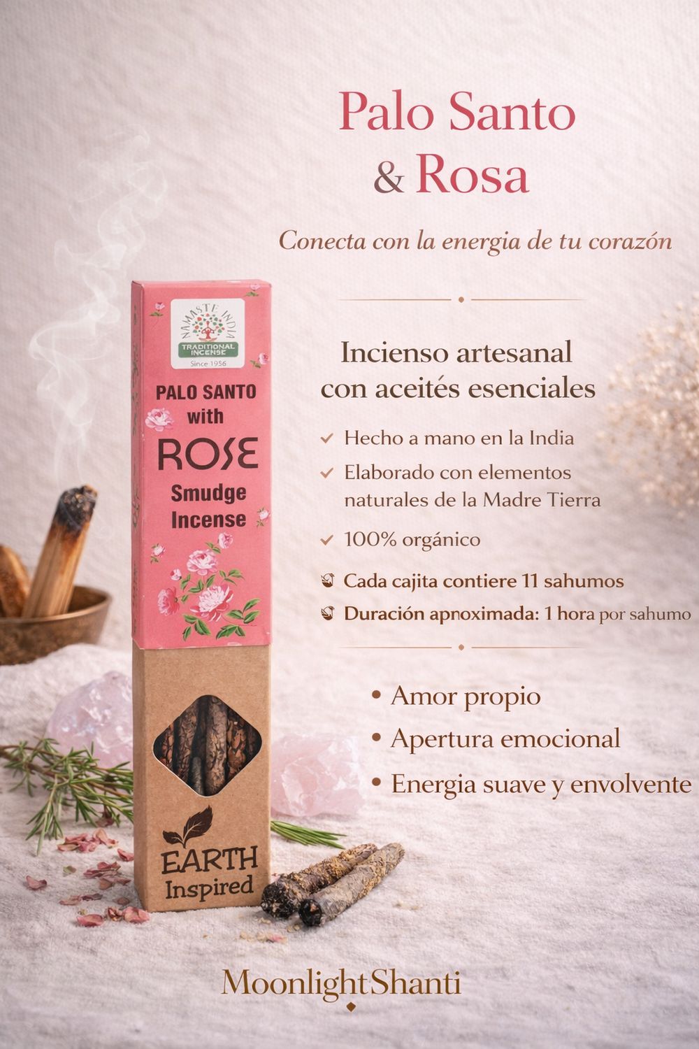Sahumos palo santo y rosa