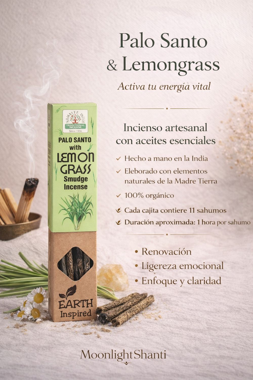 Sahumos palo santo y lemongrass