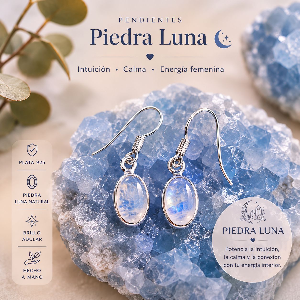 Pendientes piedra luna