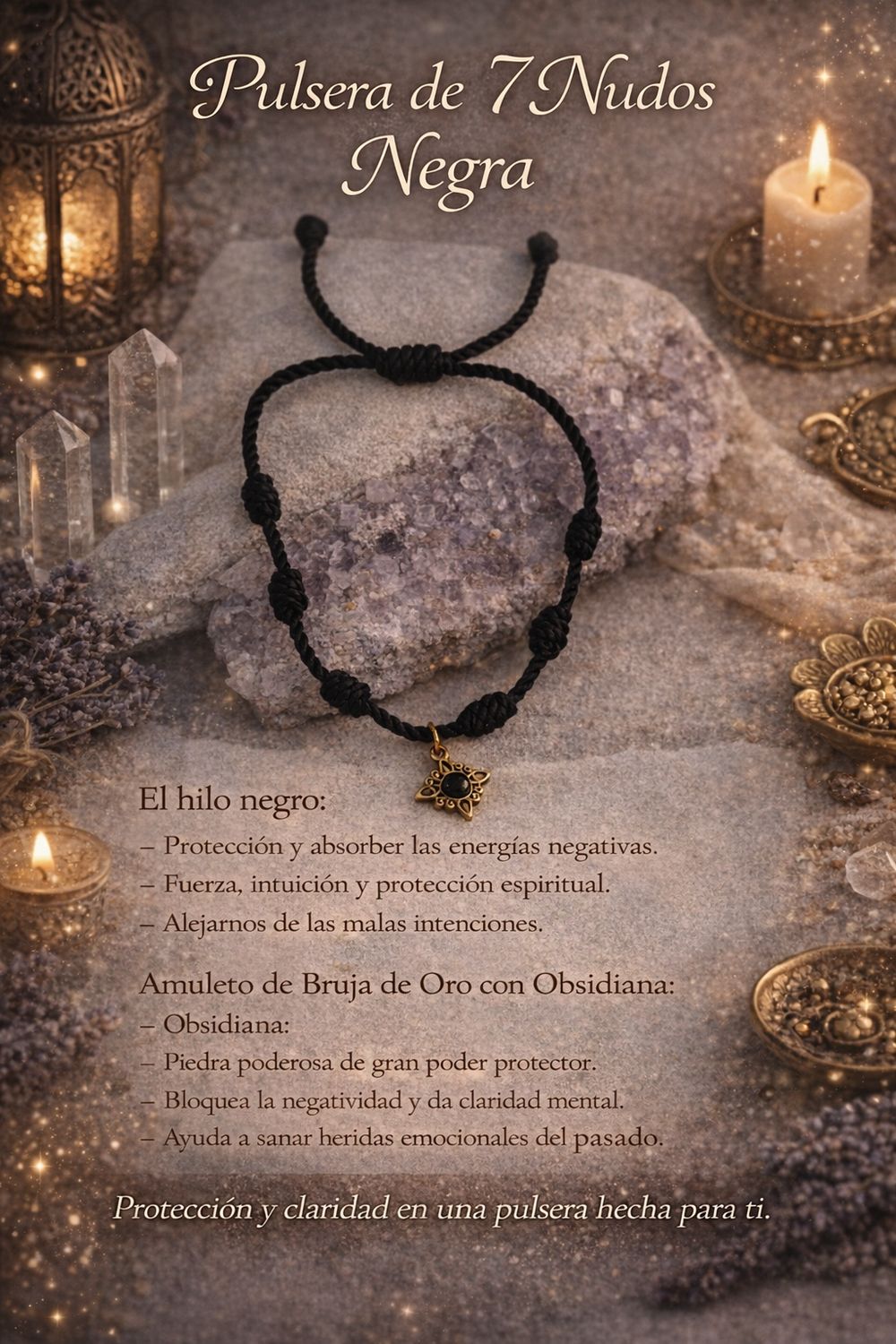 Pulsera 7 nudos negra