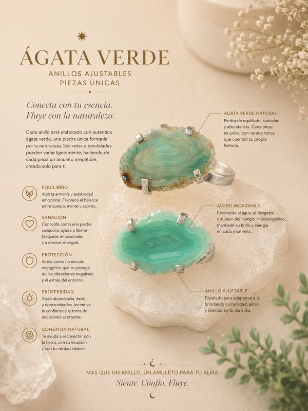 Anillo ágata verde