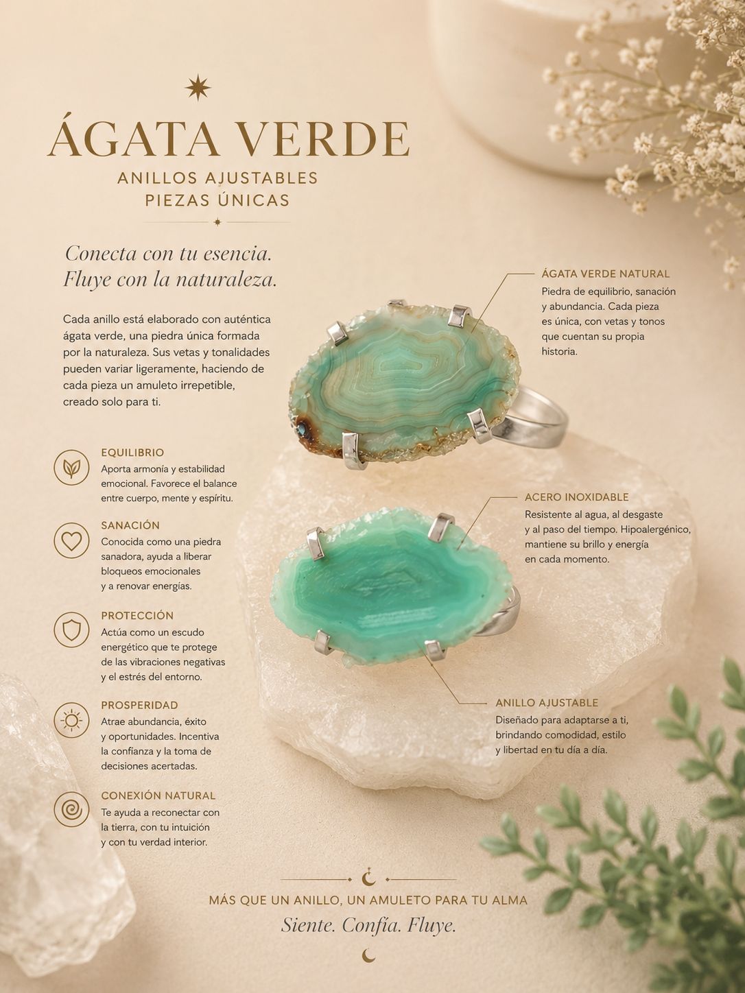 Anillo ágata verde Anillo ágata verde