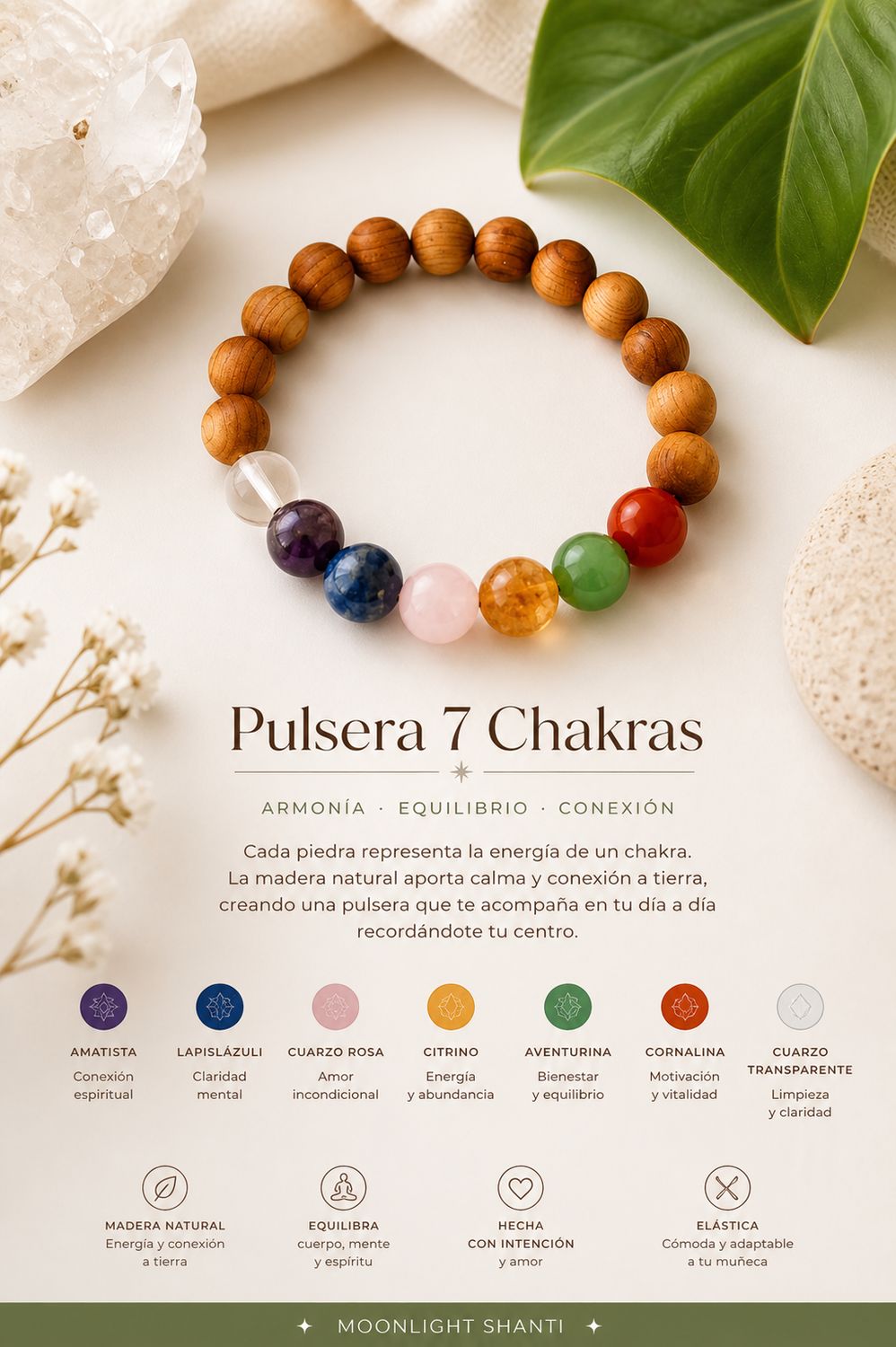 Pulsera 7 chakras sándalo Pulsera 7 chakras sándalo