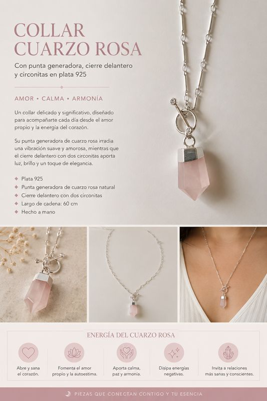 Collar punta cuarzo rosa