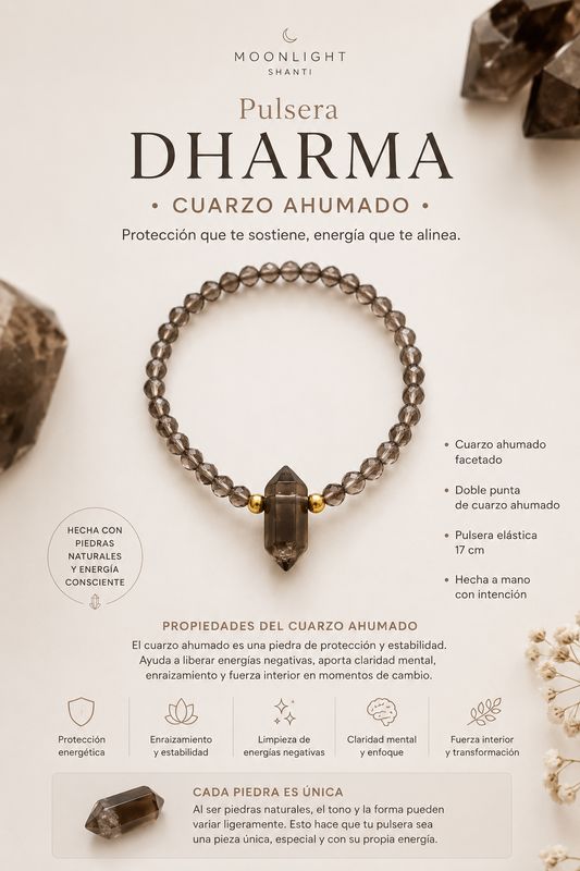Pulsera dharma cuarzo ahumado