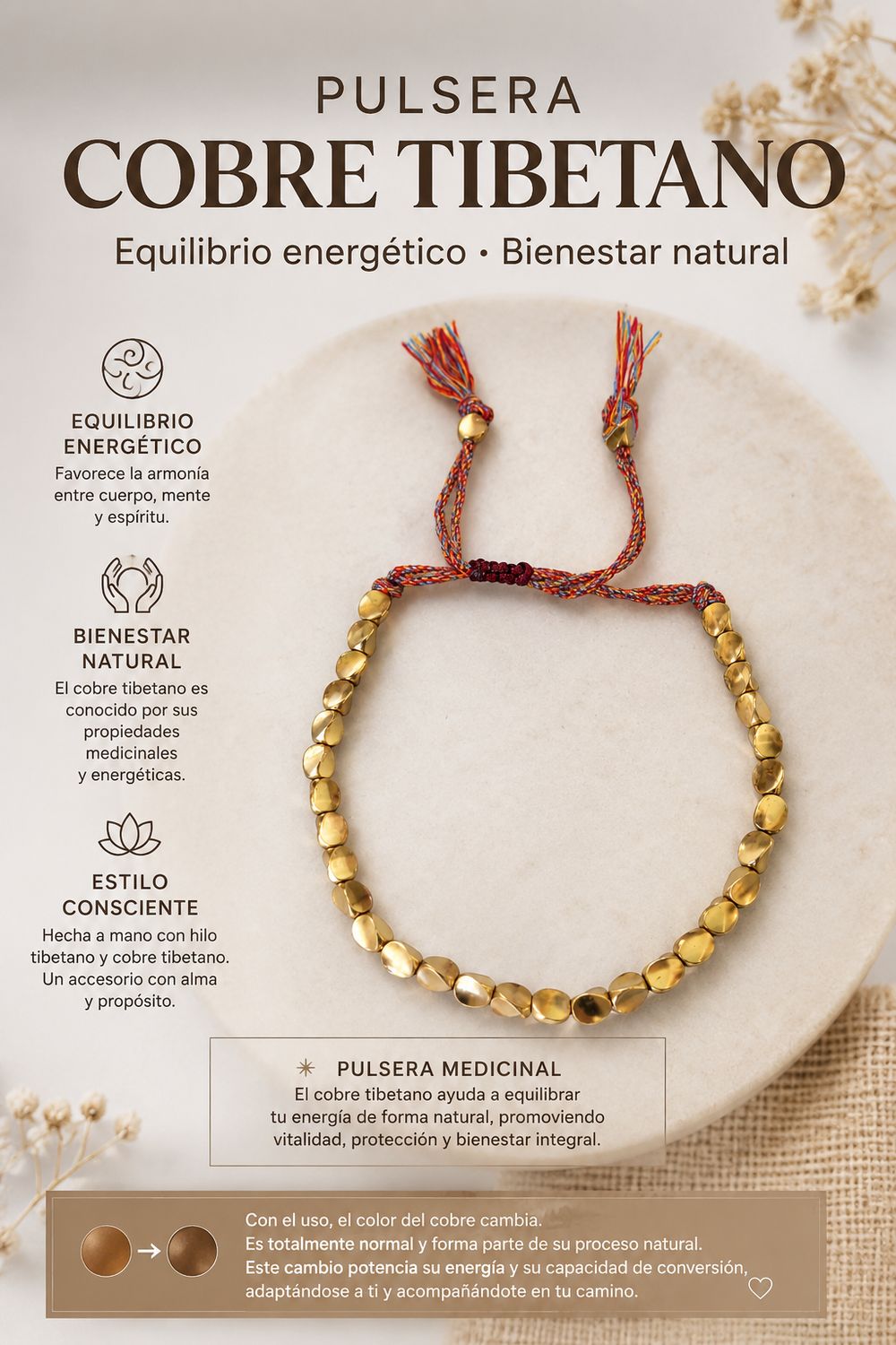Pulsera cobre Tibetano