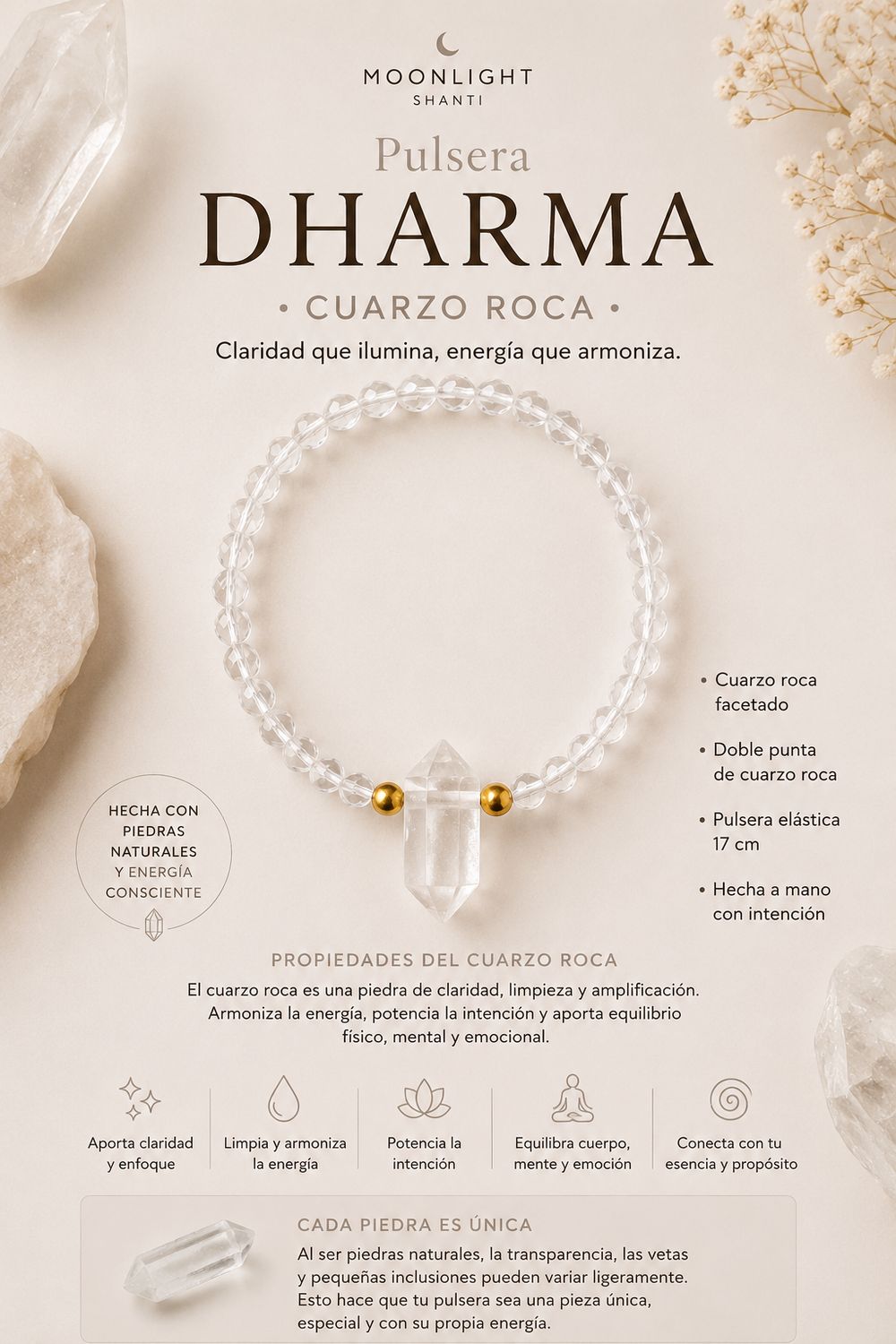 Pulsera dharma cuarzo roca