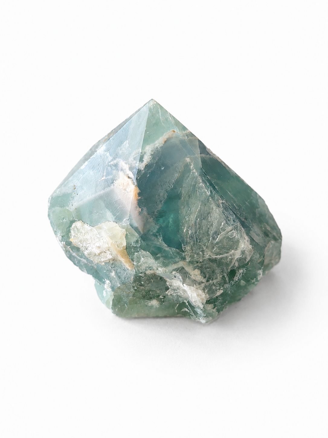 Punta semi pulida fluorita verde