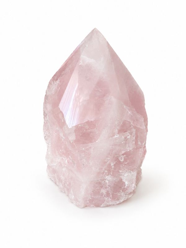 Punta semi pulida cuarzo rosa 419g