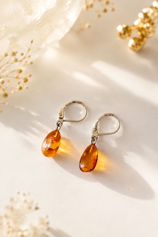 Pendientes ámbar y plata Pendientes ámbar y plata