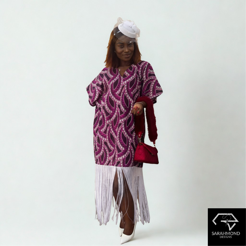 Tamara African BouBou Fringe Dress Short × Long Dress