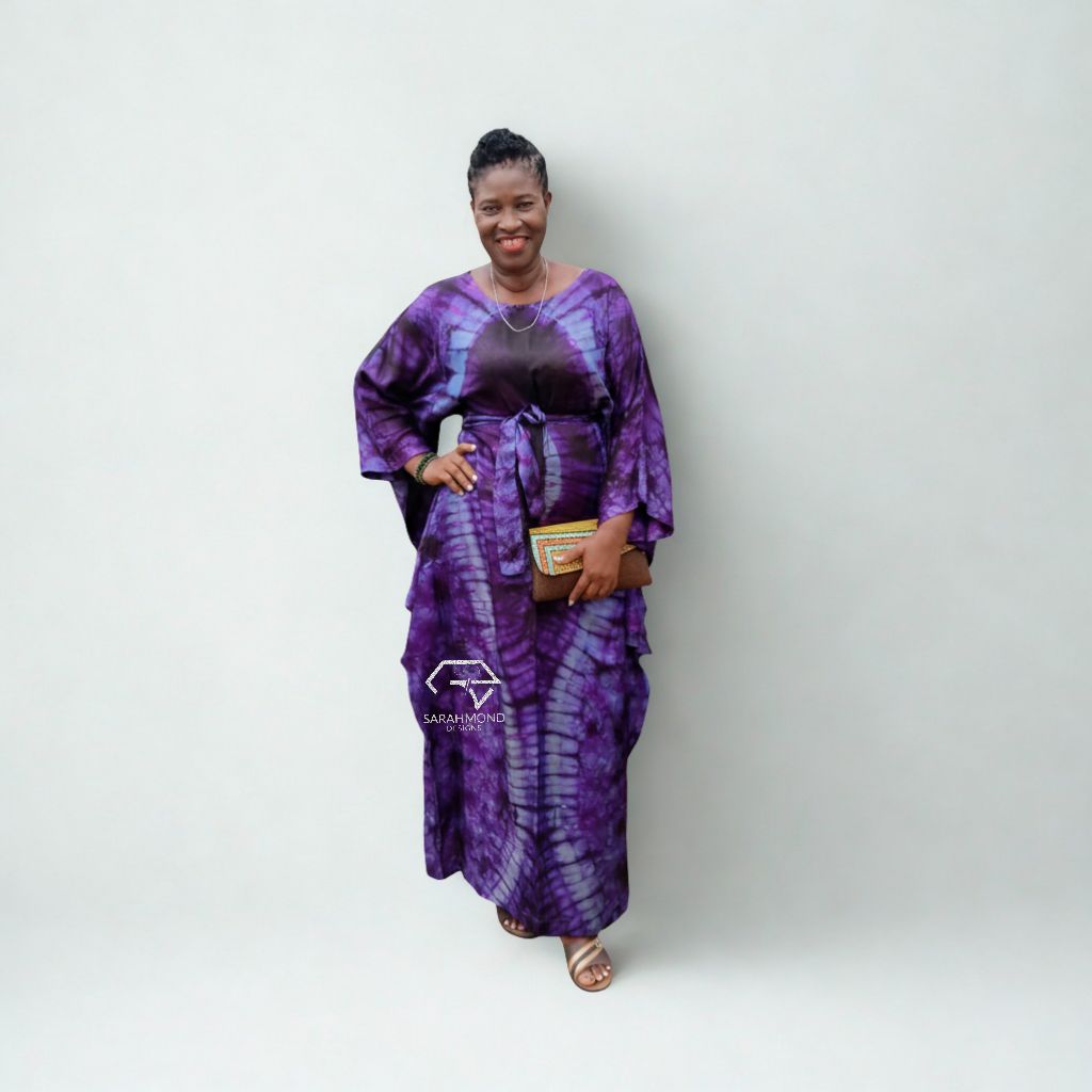 Belinda Waterfall Tye Dye Kampala Adire BouBou Long Dress