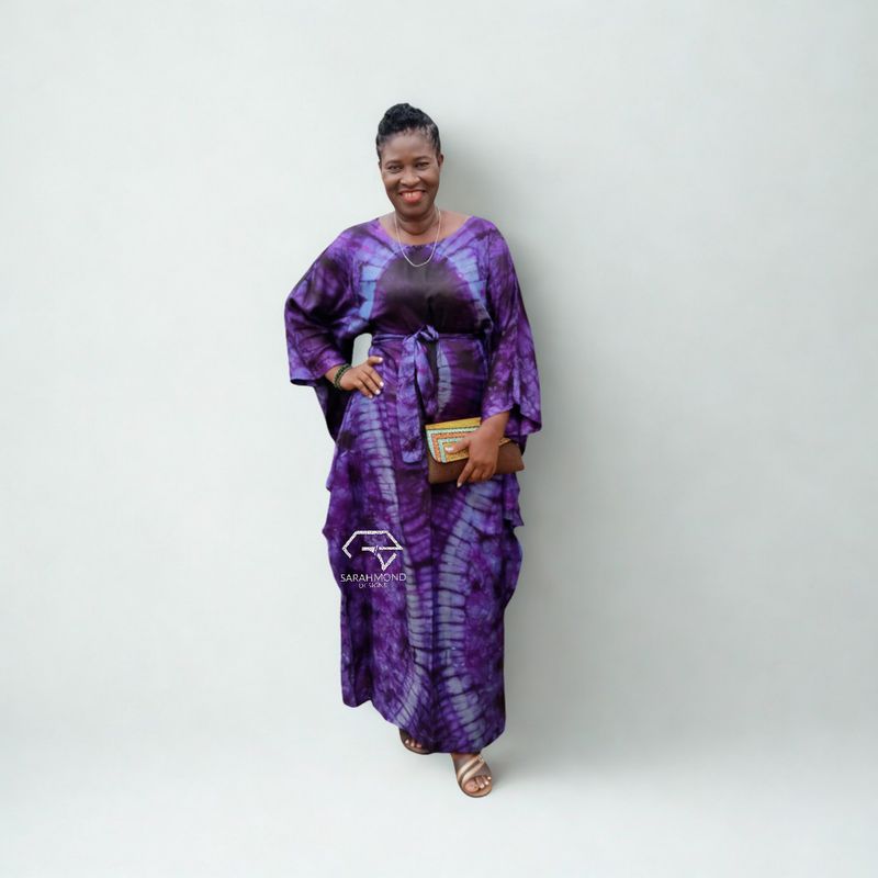 Belinda Waterfall Tye Dye Kampala Adire BouBou Long Dress