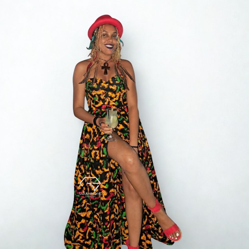 Lorelei Slit African Bustier Sleeveless and Armless Long Dress