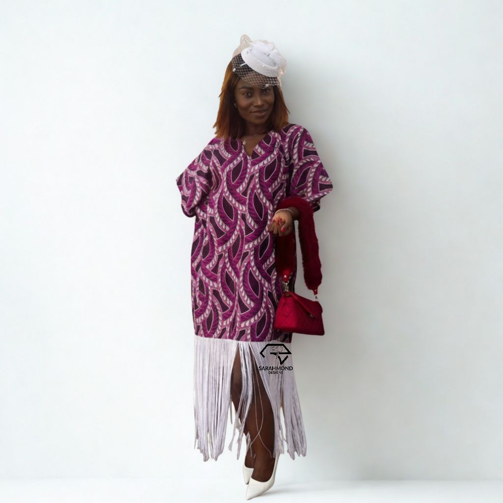 Tamara African BouBou Fringe Dress Short × Long Dress