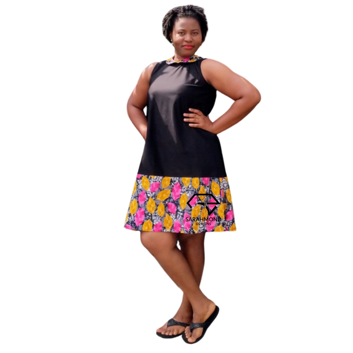 Two Block Peter Pan Collar Armless Short Dress 