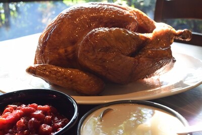 Wood-Fired Rotisserie Turkey with Gravy and Cranberry Relish
