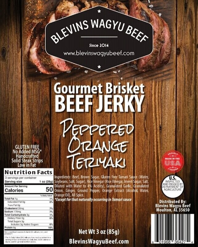 Peppered Orange Teriyaki Beef Jerky 3oz