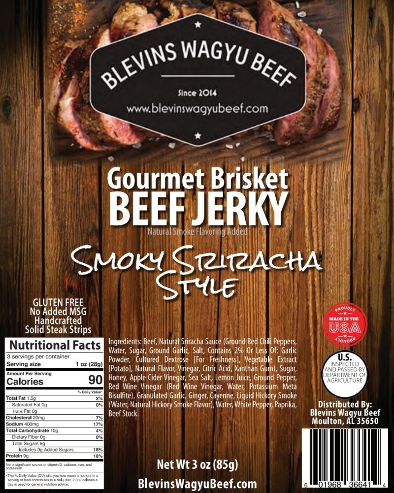 Smoky Sriracha Beef Jerky 3oz