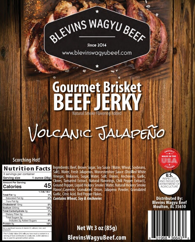 Volcanic Jalapeno Beef Jerky 3oz