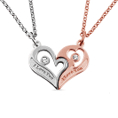silver and rose gold heart necklace